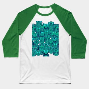 Tribal Design of Whimsical Green Owls Baseball T-Shirt
